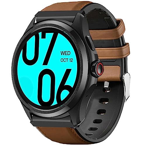 Blueshaweu Armband Kompatibel Für Ticwatch Pro 5, Leder Silikon Classic Ersatz Uhrenarmband Für Ticwatch Pro 5 Smartwatch (braun) von Blueshaweu