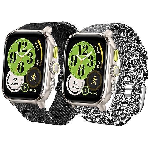 Blueshaweu 20mm Armband Kompatibel für Amazfit Cheetah Square Smartwatch, Nylon Strick Replacement Uhrenarmband für Amazfit Cheetah Square/Amazfit Active Smartwatch (schwarz+grau) von Blueshaweu