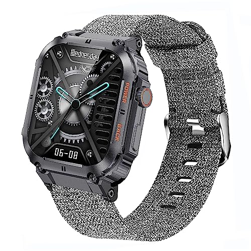 Blueshaweu Armband Kompatibel für GaWear Smartwatch Herren 1,96 Zoll K57/ K57Pro, Nylon Strick Replacement Uhrenarmband für LIGE K57/ EIGIIS K57Pro/ GaWear K57 Smartwatch (grau) von Blueshaweu