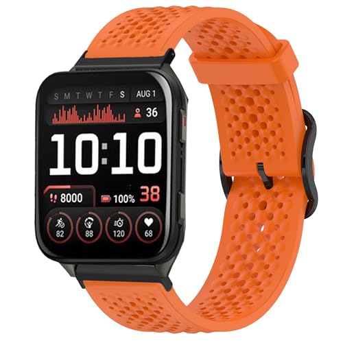 Blueshaweu Armband Kompatibel für Garmin Venu X1 (51mm), Atmungsaktives Weiches Silikon Wasserdichtes Armband Kompatibel mit Garmin Venu X1 GPS Smartwatch (Orange) von Blueshaweu