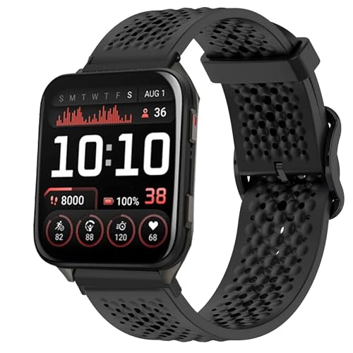 Blueshaweu Armband Kompatibel für Garmin Venu X1 (51mm), Atmungsaktives Weiches Silikon Wasserdichtes Armband Kompatibel mit Garmin Venu X1 GPS Smartwatch (schwarz) von Blueshaweu