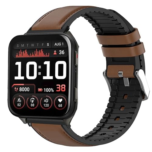 Blueshaweu Armband Kompatibel für Garmin Venu X1 (51mm), Leder Silikon Classic Ersatz Uhrenarmband Kompatibel mit Garmin Venu X1 GPS Smartwatch (braun) von Blueshaweu