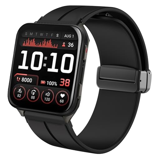 Blueshaweu Armband Kompatibel für Garmin Venu X1 (51mm), Weiches Silikon Dual Magnetisch Einstellbar Armbänder Kompatibel mit Garmin Venu X1 GPS Smartwatch (schwarz) von Blueshaweu