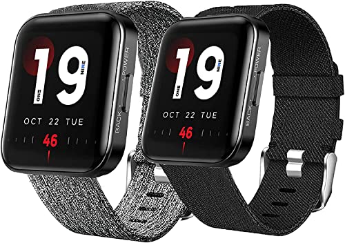 Blueshaweu Armband Kompatibel für KOSPET TANK T1 PRO Smartwatch, Nylon Strick Replacement Uhrenarmband für KOSPET Magic 3 Smartwatch/TANK T1 PRO/MISIRUN Y18 Smartwatch (schwarz+grau) von Blueshaweu