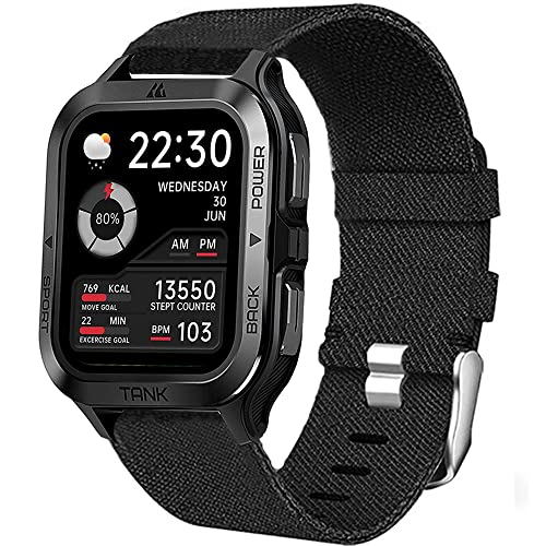 Blueshaweu Armband Kompatibel für KOSPET Tank M2 Smartwatch, Nylon Strick Replacement Uhrenarmband für KOSPET Tank M2 Smartwatch (schwarz) von Blueshaweu