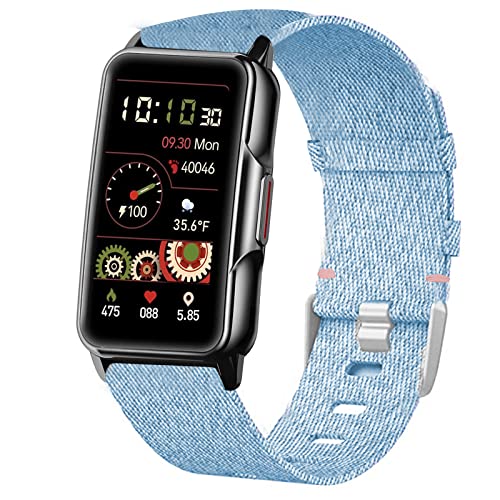 Blueshaweu Armband Kompatibel für Kesasohe/Findtime/ECOSOON H80 Smartwatch 1,47 Zoll, Nylon Strick Replacement Uhrenarmband für H80 Smartwatch 1,47 Zoll (blau) von Blueshaweu