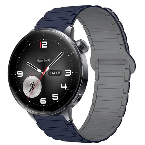 Blueshaweu Armband Kompatibel für Oneplus Watch 3-43mm, Weiches Silikon Ganz Magnetisch Einstellbar Kompatibel mit Oneplus Watch 3 43mm Smartwatch (Blau) von Blueshaweu