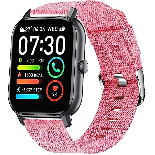 Blueshaweu Armband Kompatibel für P66D Smartwatch 1,85'', Nylon Strick Replacement Uhrenarmband für Aptkdoe P66D / Dotn P66D / Ddidbi P66D Smartwatch 1.85 Zoll (Rosa) von Blueshaweu