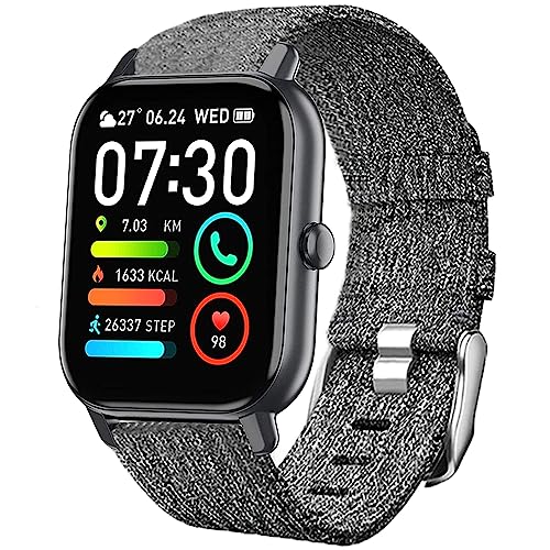 Blueshaweu Armband Kompatibel für P66D Smartwatch 1,85'', Nylon Strick Replacement Uhrenarmband für Aptkdoe P66D / Dotn P66D / Ddidbi P66D Smartwatch 1.85 Zoll (grau) von Blueshaweu