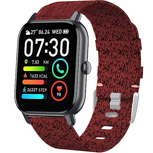 Blueshaweu Armband Kompatibel für P66D Smartwatch 1,85'', Nylon Strick Replacement Uhrenarmband für Aptkdoe P66D / Dotn P66D / Ddidbi P66D Smartwatch 1.85 Zoll (rot) von Blueshaweu