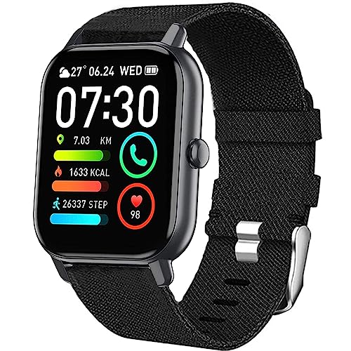 Blueshaweu Armband Kompatibel für P66D Smartwatch 1,85'', Nylon Strick Replacement Uhrenarmband für Aptkdoe P66D / Dotn P66D / Ddidbi P66D Smartwatch 1.85 Zoll (schwarz) von Blueshaweu