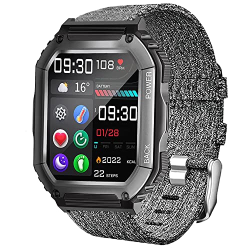 Blueshaweu Armband Kompatibel für PASONOMI Herren 1,8'' Smartwatch, Nylon Strick Replacement Uhrenarmband für PASONOMI Smartwatch KR06 / NONGAMX KR06 Smartwatch (grau) von Blueshaweu