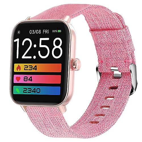 Blueshaweu Armband Kompatibel für TOOBUR IDW16/ IDW19 Smartwatch, Nylon Strick Replacement Uhrenarmband für TOOBUR IDW16 / TOOBUR IDW19 / Loddery IDW19 Smartwatch (Rosa) von Blueshaweu