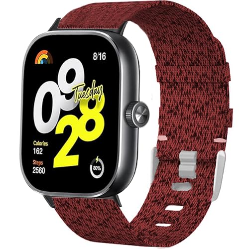 Blueshaweu Armband Kompatibel für Xiaomi Redmi Watch 4 Smartwatch, Nylon Strick Replacement Uhrenarmband für Xiaomi Redmi Watch 4 Smartwatch (rot) von Blueshaweu
