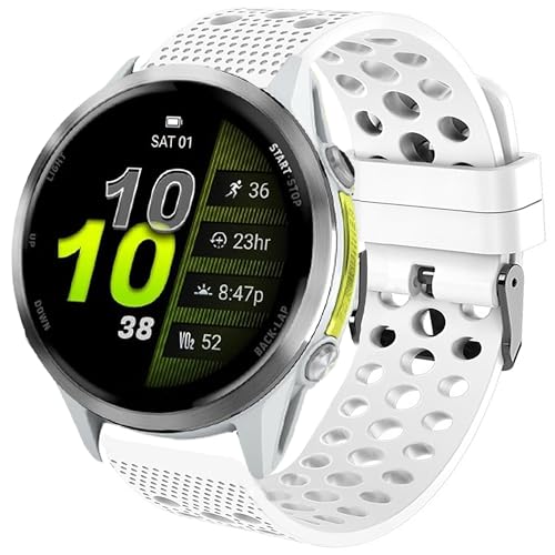 Blueshaweu Armband Kompatibel mit Garmin Forerunner 970, Atmungsaktives Silikon Ersatz Uhrenarmband Kompatibel mit Garmin Forerunner 970, 965, 955/955 solar, 745 ﻿ (Weiß) von Blueshaweu