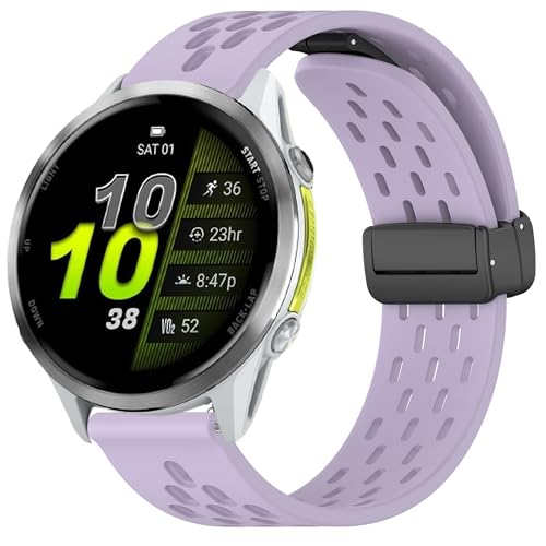 Blueshaweu Armband Kompatibel mit Garmin Forerunner 970, Atmungsaktives Weiches Silikon Dual Magnetisch Einstellbar Armbänder Kompatibel mit Garmin Forerunner 970, 965, 955/955 solar, 745 (Violett) von Blueshaweu