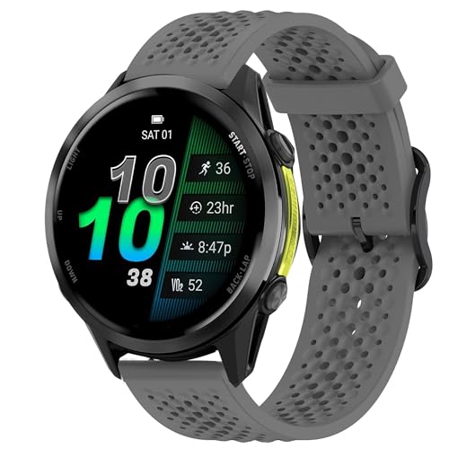 Blueshaweu Armband Kompatibel mit Garmin Forerunner 970, Atmungsaktives Weiches Silikon Wasserdichtes Armband Kompatibel mit Garmin Forerunner 970, 965, 955/955 solar, 745 ﻿ (Grau) von Blueshaweu