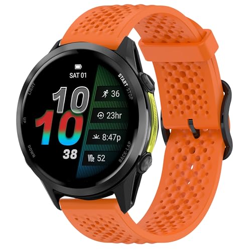Blueshaweu Armband Kompatibel mit Garmin Forerunner 970, Atmungsaktives Weiches Silikon Wasserdichtes Armband Kompatibel mit Garmin Forerunner 970, 965, 955/955 solar, 745 ﻿ (Orange) von Blueshaweu