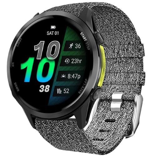 Blueshaweu Armband Kompatibel mit Garmin Forerunner 970, Nylon Strick Replacement Uhrenarmband Kompatibel mit Garmin Forerunner 970, 965, 955/955 solar, 745 ﻿ (grau) von Blueshaweu