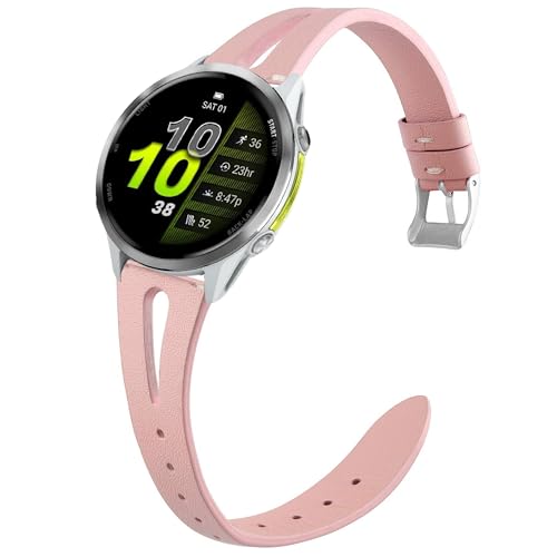 Blueshaweu Armband Kompatibel mit Garmin Forerunner 970, Quick Release Leder Classic Ersatz Uhrenarmband Kompatibel mit Garmin Forerunner 970, 965, 955/955 solar, 745 ﻿ (Rosa) von Blueshaweu