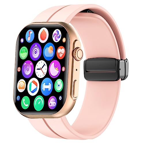 Blueshaweu Armband Kompatibel mit HOLALEI Smartwatch 2.01 Zoll ZL80, Weiches Silikon Dual Magnetisch Einstellbar Armbänder Kompatibel mit HOLALEI ZL80 Smartwatch (Rosa) von Blueshaweu