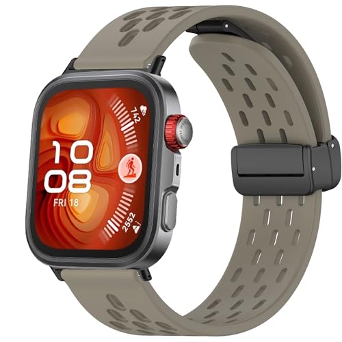 Blueshaweu Armband Kompatibel mit HUAWEI Watch FIT 4, Magnetisch Einstellbar Atmungsaktiv Sport Silikon Ersatz Uhrenarmband Kompatibel Für HUAWEI Watch FIT 4 Pro,Fit 4 (schwarz Adapter,Space Grey) von Blueshaweu