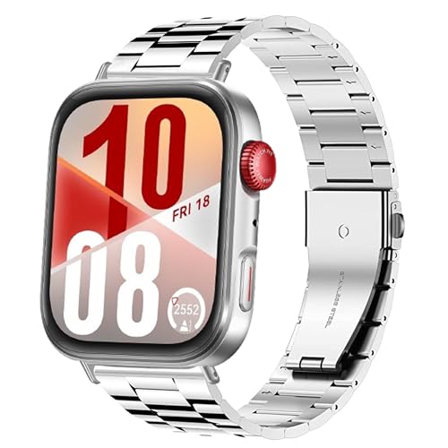 Blueshaweu Armband Kompatibel mit HUAWEI Watch FIT 4 Pro Smartwatch, Classic Edelstahl Uhrenarmband Kompatibel Für HUAWEI Watch FIT 4 Pro, Fit 4, Fit 3 (Silber) von Blueshaweu