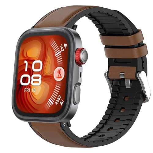 Blueshaweu Armband Kompatibel mit HUAWEI Watch FIT 4 Pro Smartwatch, Leder Silikon Classic Ersatz Uhrenarmband Kompatibel Für HUAWEI Watch FIT 4 Pro, Fit 4, Fit 3 (braun) von Blueshaweu