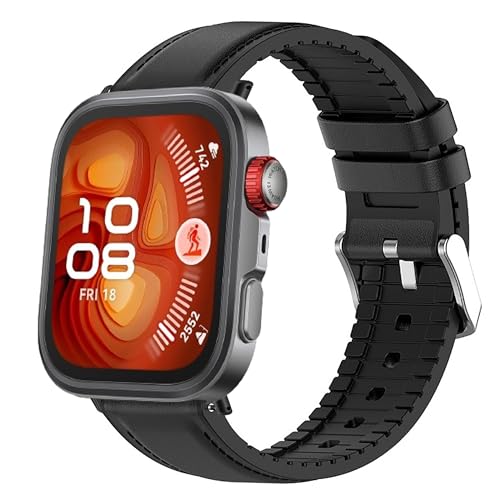 Blueshaweu Armband Kompatibel mit HUAWEI Watch FIT 4 Pro Smartwatch, Leder Silikon Classic Ersatz Uhrenarmband Kompatibel Für HUAWEI Watch FIT 4 Pro, Fit 4, Fit 3 (schwarz) von Blueshaweu