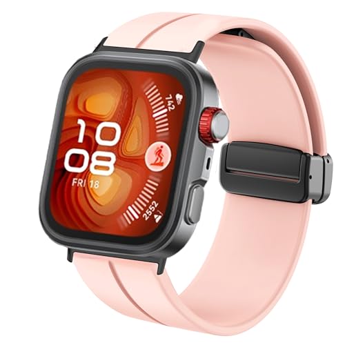 Blueshaweu Armband Kompatibel mit HUAWEI Watch FIT 4 Pro Smartwatch, Weiches Silikon Dual Magnetisch Einstellbar Armbänder Kompatibel Für HUAWEI Watch FIT 4 Pro, Fit 4, Fit 3 (Rosa) von Blueshaweu