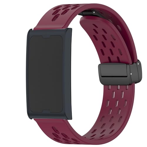 Blueshaweu Armband Kompatibel mit Helio Strap, Atmungsaktives Weiches Silikon Dual Magnetisch Einstellbar Armbänder Kompatibel Für Amazfit Helio Strap Smart Band Fitness-Tracker (Weinrot) von Blueshaweu