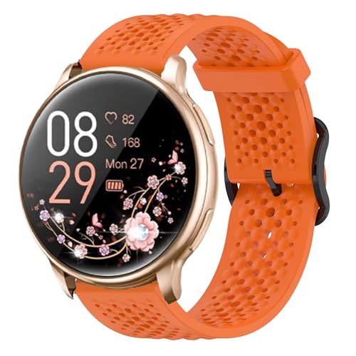 Blueshaweu Armband Kompatibel mit RUXINGX Smartwatch Damen 1.32" G35, Atmungsaktives Weiches Silikon Wasserdichtes Kompatibel Für RUXINGX G35 Smartwatch (orange) von Blueshaweu