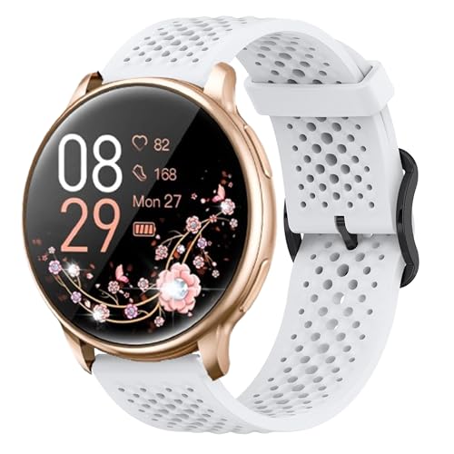 Blueshaweu Armband Kompatibel mit RUXINGX Smartwatch Damen 1.32" G35, Atmungsaktives Weiches Silikon Wasserdichtes Kompatibel Für RUXINGX G35 Smartwatch (weiß) von Blueshaweu