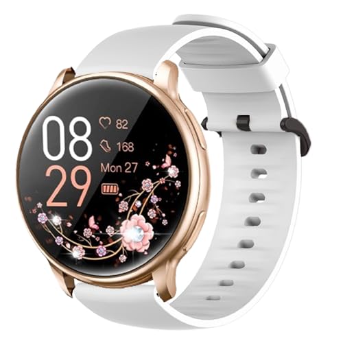 Blueshaweu Armband Kompatibel mit RUXINGX Smartwatch Damen 1.32" G35, Classic Sport Silikon Ersatz Uhrenarmband Kompatibel Für RUXINGX G35 Smartwatch (weiß) von Blueshaweu