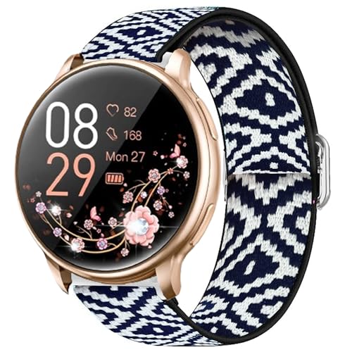 Blueshaweu Armband Kompatibel mit RUXINGX Smartwatch Damen 1.32" G35, Weich und Dehnbar Elastizität Ersatzband Kompatibel Für RUXINGX G35 Smartwatch (BlauesGitter) von Blueshaweu