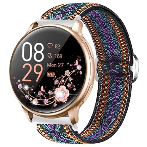 Blueshaweu Armband Kompatibel mit RUXINGX Smartwatch Damen 1.32" G35, Weich und Dehnbar Elastizität Ersatzband Kompatibel Für RUXINGX G35 Smartwatch (LilaBlüten) von Blueshaweu