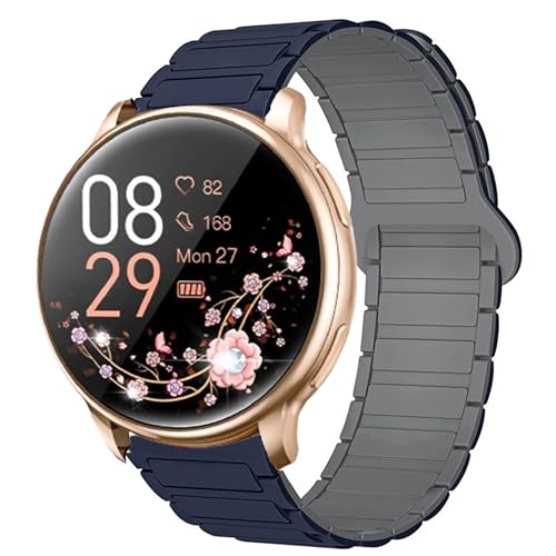 Blueshaweu Armband Kompatibel mit RUXINGX Smartwatch Damen 1.32" G35, Weiches Silikon Ganz Magnetisch Einstellbar Uhrarmband Kompatibel Für RUXINGX G35 Smartwatch (Blau) von Blueshaweu