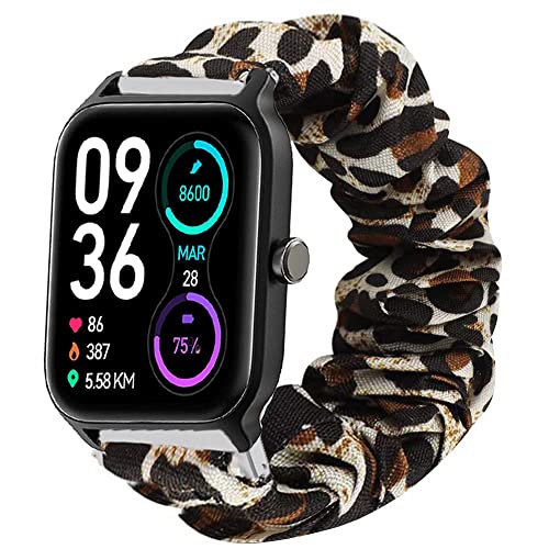 Blueshaweu Armband Kompatibel mit TOOBUR IDW13 / Gydom IDW13 / Woneligo W13 Smartwatch, weiche Haargummis Uhrenarmband für IDW13 Smartwatch 1,8'' (Leopard) von Blueshaweu