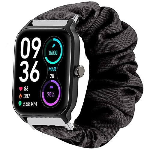 Blueshaweu Armband Kompatibel mit TOOBUR IDW13 / Gydom IDW13 / Woneligo W13 Smartwatch, weiche Haargummis Uhrenarmband für IDW13 Smartwatch 1,8'' (schwarz) von Blueshaweu