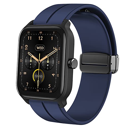 Blueshaweu Armband Kompatibel mit TOOBUR IDW13 / Gydom IDW13 Smartwatch, Weiches Silikon Dual Magnetisch Einstellbar Armbänder Kompatibel mit IDW13 Smartwatch (blau) von Blueshaweu