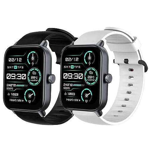 Blueshaweu Armband Kompatibel mit TOOBUR IDW16/ IDW19 Smartwatch, Sport Silikon Ersatz Uhrenarmband Für TOOBUR IDW16 / TOOBUR IDW19 / Loddery IDW19 Smartwatch (schwarz+weiß) von Blueshaweu
