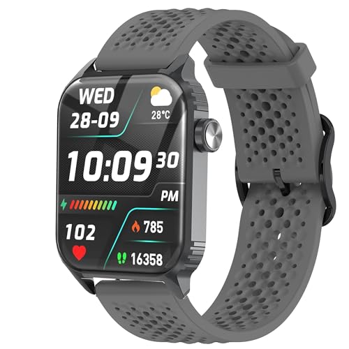 Blueshaweu Armband Kompatibel mit TRAUSI Smartwatch 1,8 Zoll TG08, Atmungsaktives Weiches Silikon Wasserdichtes Armband Kompatibel Für TRAUSI TG08 Smartwatch (Grau) von Blueshaweu