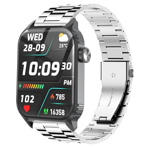 Blueshaweu Armband Kompatibel mit TRAUSI Smartwatch 1,8 Zoll TG08, Classic Edelstahl Uhrenarmband Armbänder Kompatibel Für TRAUSI TG08 Smartwatch (Silber) von Blueshaweu
