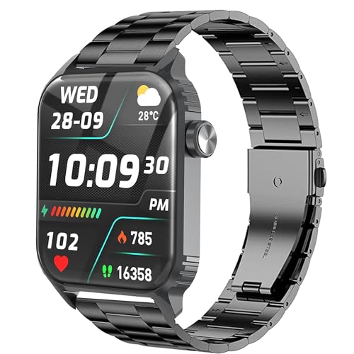 Blueshaweu Armband Kompatibel mit TRAUSI Smartwatch 1,8 Zoll TG08, Classic Edelstahl Uhrenarmband Armbänder Kompatibel Für TRAUSI TG08 Smartwatch (schwarz) von Blueshaweu