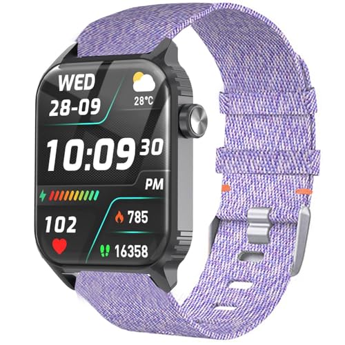Blueshaweu Armband Kompatibel mit TRAUSI Smartwatch 1,8 Zoll TG08, Nylon Strick Replacement Uhrenarmband Kompatibel Für TRAUSI TG08 Smartwatch (Lila) von Blueshaweu