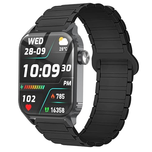 Blueshaweu Armband Kompatibel mit TRAUSI Smartwatch 1,8 Zoll TG08, Weiches Silikon Ganz Magnetisch Einstellbar Uhrarmband Kompatibel Für TRAUSI TG08 Smartwatch (schwarz) von Blueshaweu