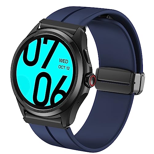 Blueshaweu Armband Kompatibel mit Ticwatch Pro 5 Smartwatch, Weiches Silikon Dual Magnetisch Einstellbar Armbänder Kompatibel mit Ticwatch Pro 5 Smartwatch (blau) von Blueshaweu