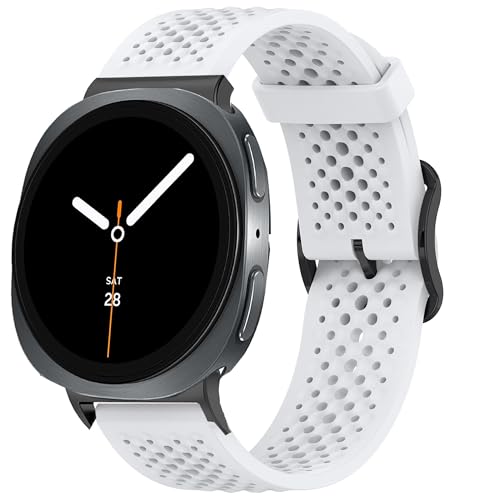 Blueshaweu Atmungsaktives Weiches Silikon Wasserdichtes Armband Kompatibel mit Samsung Galaxy Watch 8 40mm, 44mm, classic 46mm, Ultra 47mm,etc.h (Weiß, Galaxy Watch Ultra 47mm) von Blueshaweu