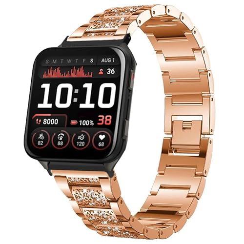 Blueshaweu Damen Armband Kompatibel für Garmin Venu X1 (51mm), Metall Band Premium Edelstahl Bracelet Gurt Kompatibel mit Garmin Venu X1 GPS Smartwatch (Roségold) von Blueshaweu