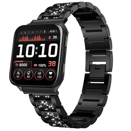 Blueshaweu Damen Armband Kompatibel für Garmin Venu X1 (51mm), Metall Band Premium Edelstahl Bracelet Gurt Kompatibel mit Garmin Venu X1 GPS Smartwatch (schwarz) von Blueshaweu